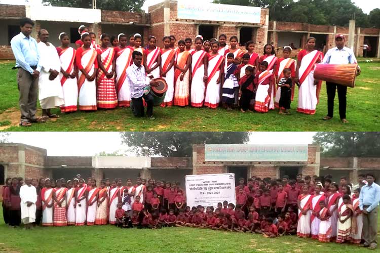 कुंडुख़ भाषा स्‍कूल, मंगलो, सिसई, गुमला नू  विश्‍व आदिवासी दिवस रिझिरनुम मंज्‍जा  